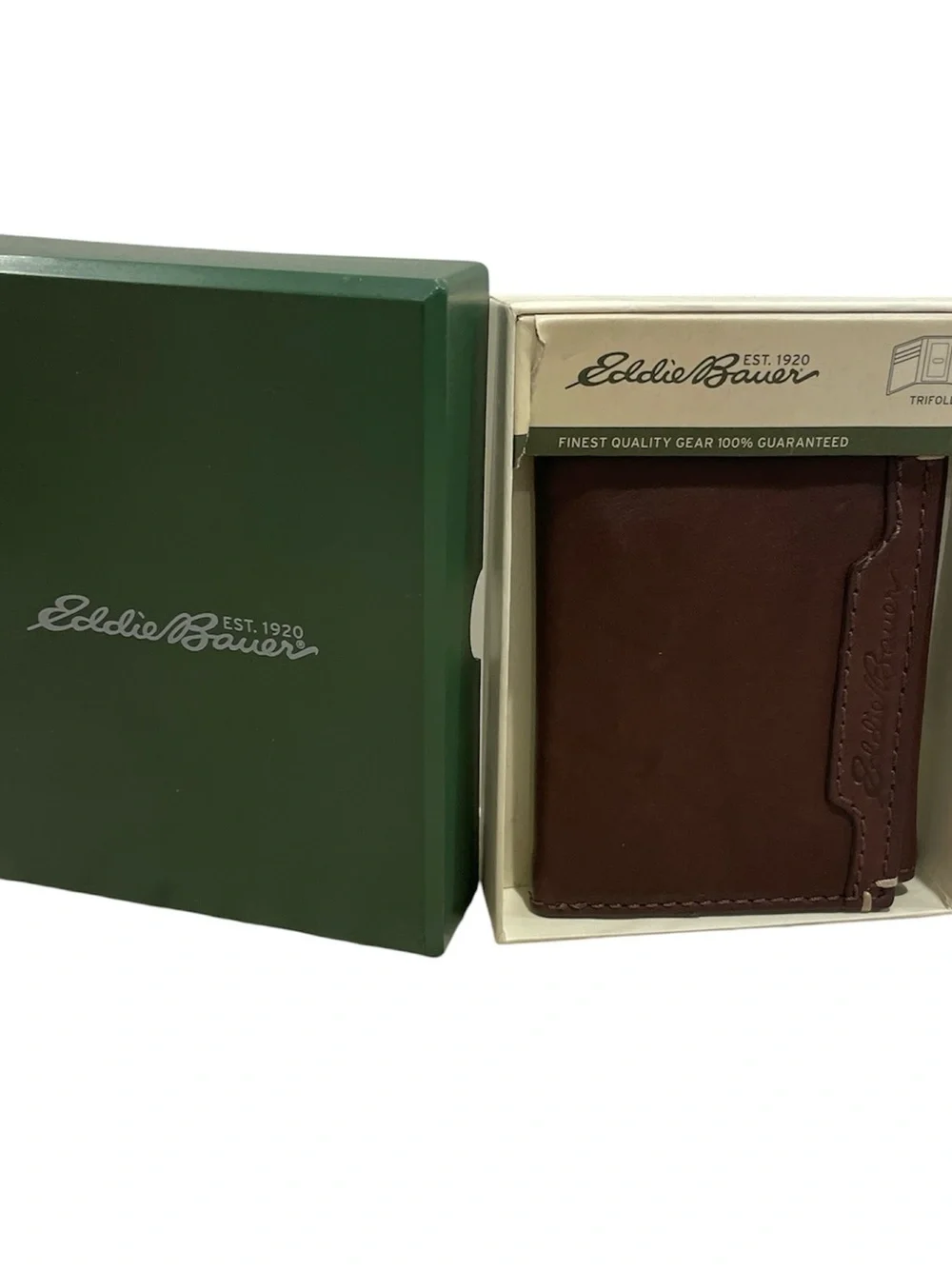 Eddie Bauer Brown Leather Trifold Wallet